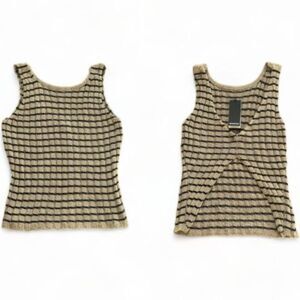 Monrow Linen Sweater Mini Tank‎ Ecru/Black Stripe Extra Small